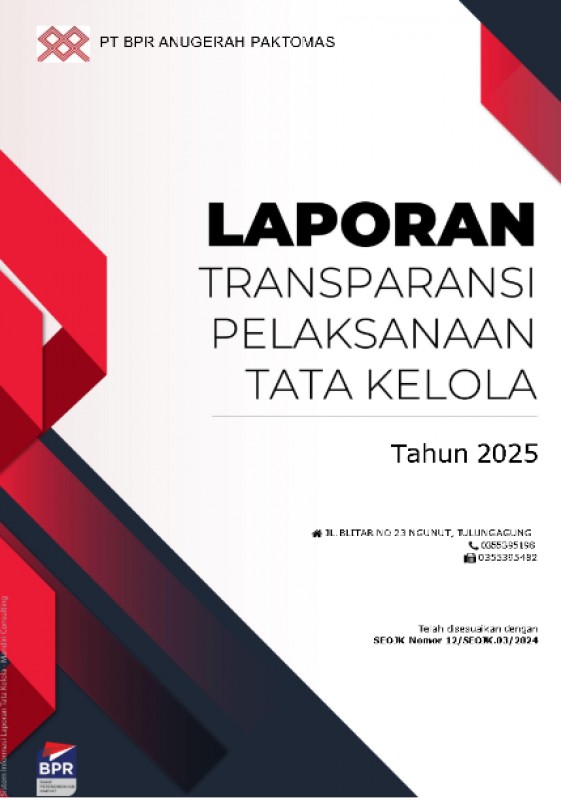 Laporan Transparansi Pelaksanaan Tata Kelola Periode Desember 2025 PT BPR ANUGERAH PAKTOMAS
